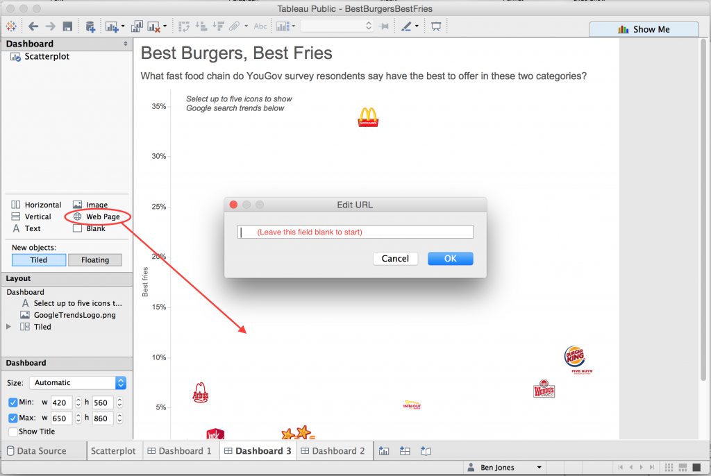 Step 2: Add a blank Web Page object to the Dashboard